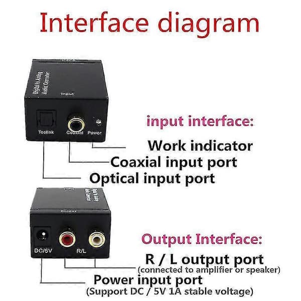 Digital til analog O-konverter Digital koaksial/optisk fiber til analog boks Digital til analog