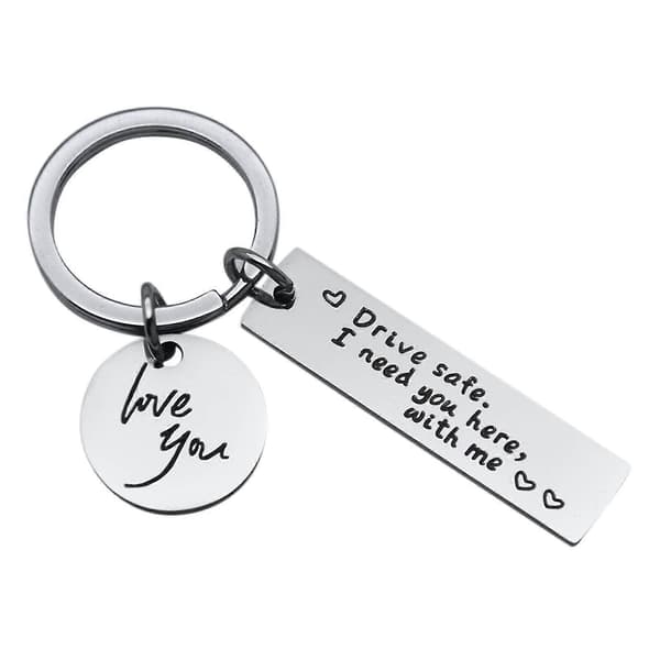 Keychain \"Drive Safely\" Stainless Steel Silver (1-pack)