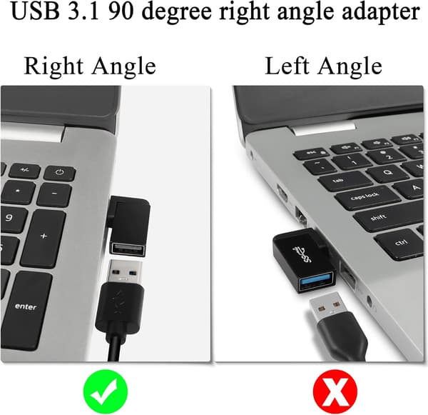USB 3.1 90° vinklet 10 Gbps USB 3.1 han til hun adapter, højre A