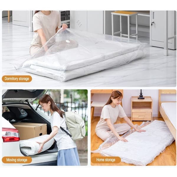 Vacuum Storage Bags Large for Mattress Clothes Waterproof Resealable Reusable Space Saving Compress 80% Without Vacuum Pump