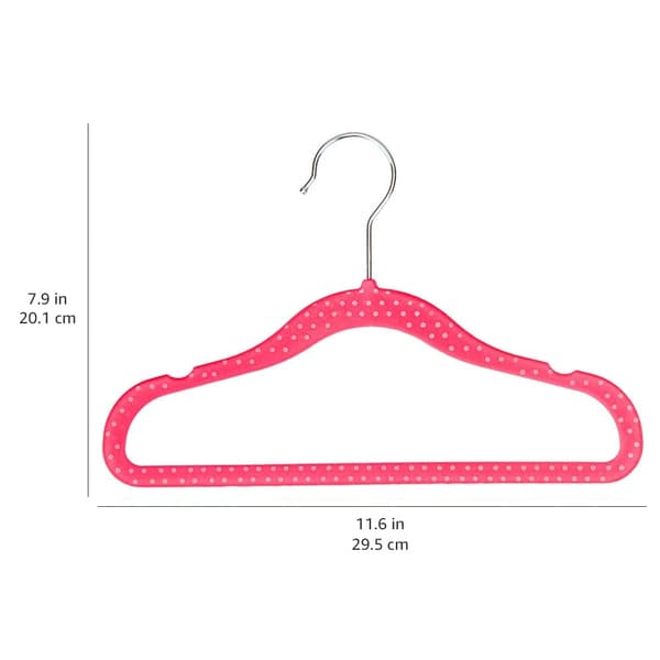 Børnetøjbøjler med flock, 20-pak, rosa prikker pink