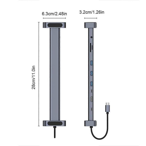 USB 3.0 Dockingstation 10-i-1 Hub Adapter med PD Ethernet Kompakt Design Bærbar Universal Type-C Laptop Dockingstation