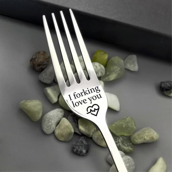I Forking Love You Graverad Gaffel Med Presentförpackning, Bordsgafflar i Rostfritt Stål