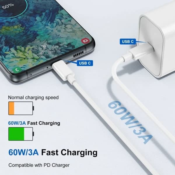 3-pack 2m Lightning-kabel för laddning och överföring, 2 st USB-C Vit 3-PACK 2M laddningskabel 3-PACK 2M laddkabel