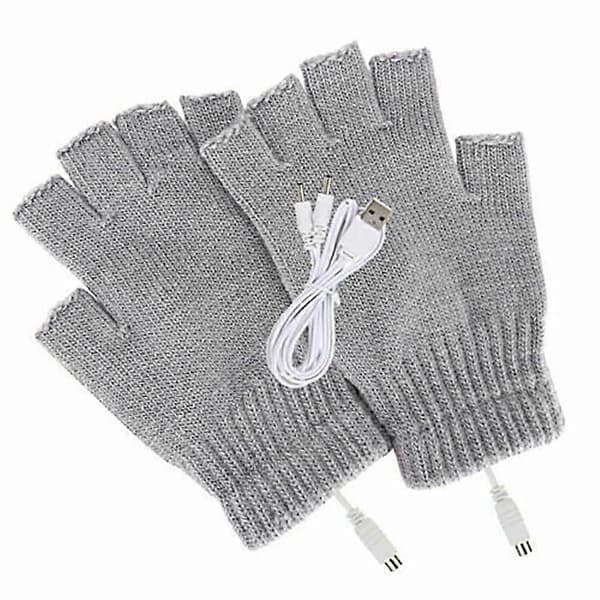 USB-oppvarmede hansker med hel-/halvfinger, oppladbare db Grey Grey