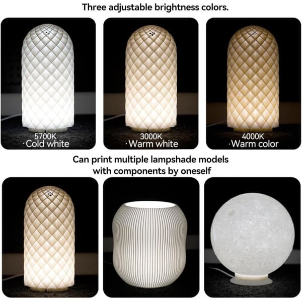 LED 001 Tre Farver til Bambu Lab Makerworld 3D-Printlampe Kit Reservedele 5V USB-Drevet Varmt Lys 3000K
