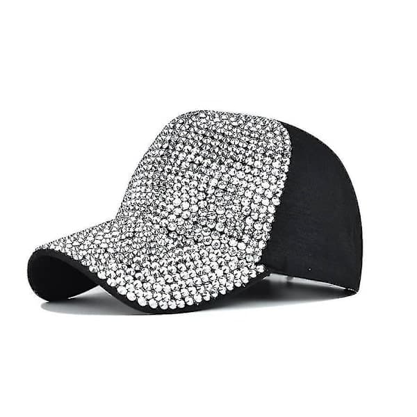 Bling Baseballkeps för kvinnor med full diamantdesign, justerbar hatt silver