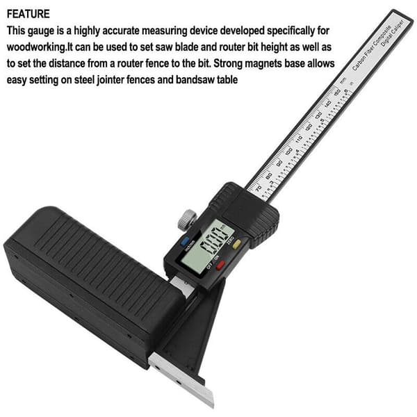 Height Gauge, 0-150mm Digital Depth Gauge, LCD Digital Display Screen Accuracy Height Opening Depth, One Piece