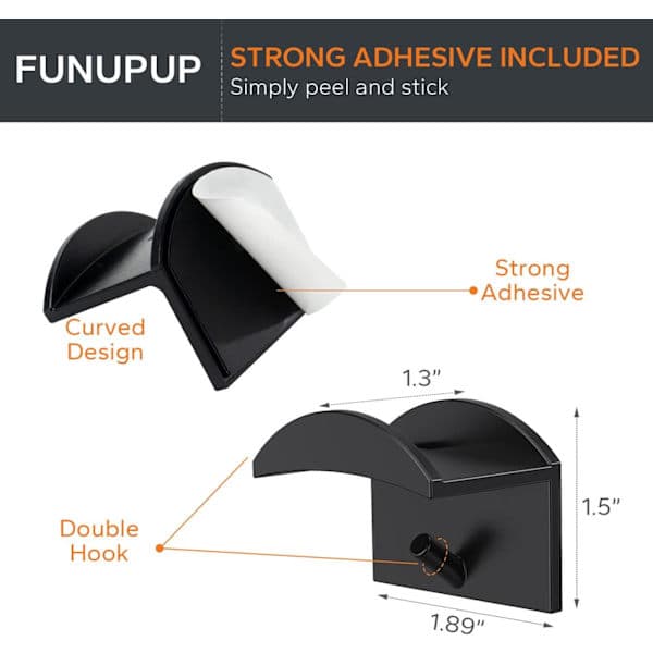 Wall Mounted Cap Racks, 16 Caps, No Drilling Required, for Baseball Caps (Black)