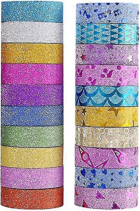 20 rullaa glitter-washi-teippiä, värillinen db