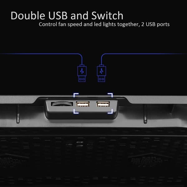 C5 Gaming Laptop Cooler Køleplade, Laptop Ventilator Kølestativ, 5 blæsere
