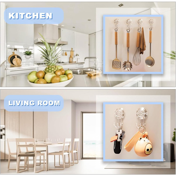 Suction Cup Hooks, 2-pack Suction Cups with Hooks, Extra Strong Suction Cups for Windows, Glass, Bathroom, Kitchen