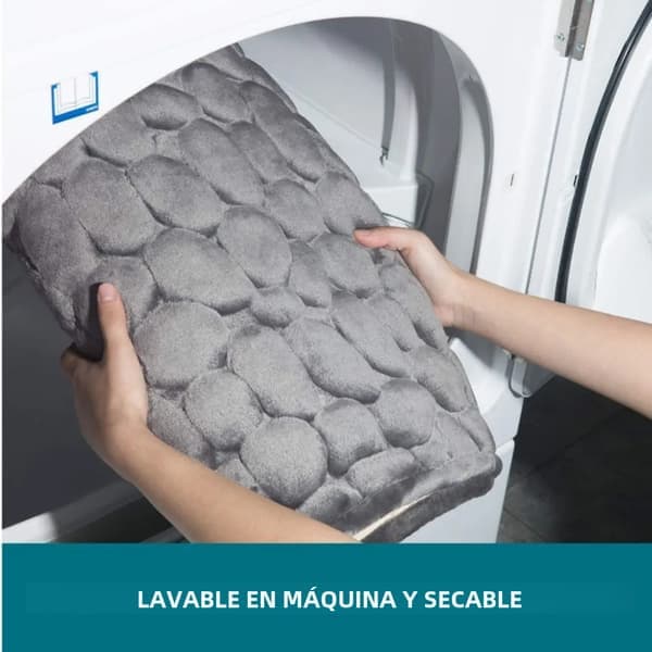 Baderomsmatte med pregede steiner, sklisikker matte, absorberende pute, vaskbar baderomsmatte, dusjmatte, baderomsdekorasjon grå grå Nei, grå
