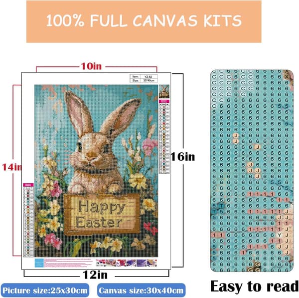 Easter Day Diamond Art Painting Kits for Adults Beginners - 30x40cm