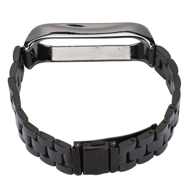 Smartwatch Armbånd Rustfrit Stål Anti-tabt med Dobbelt Lås Foldespænde til Mi Band 6 Sort