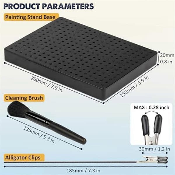 Modelmalingsstativbase (19 x 14 hull) og 27 stk. alligatorclips-pinde Sæt Modelværktøj til Ai