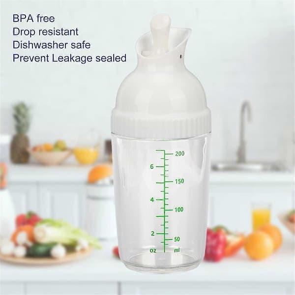 Salad Dressing Shaker Container Homemade Salad Dressing Bottle Mixer Measure Dressing Pour Soft Grip 200ml