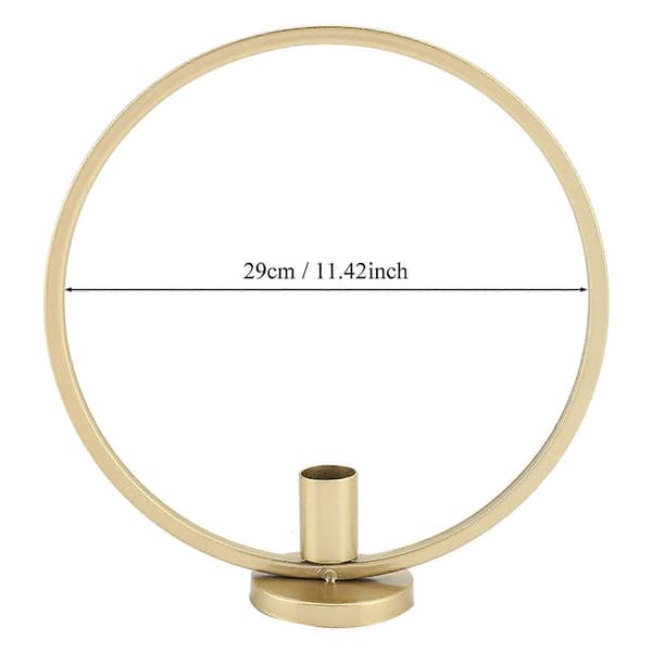 Iron Candlestick, Handcrafted, Desktop Candle Holder for Candlelight Dinner - Round Circle (Gold)