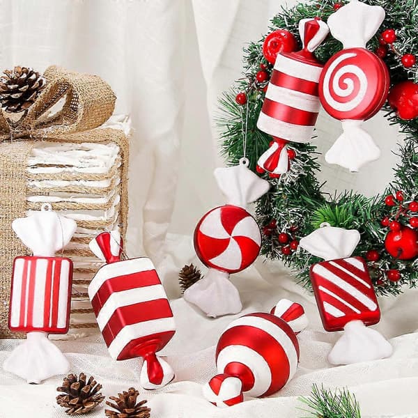 4 pcs Christmas Decorations PVC Painted Glitter Candy Pendants 16cm Christmas Tree Decorations Party Decorations