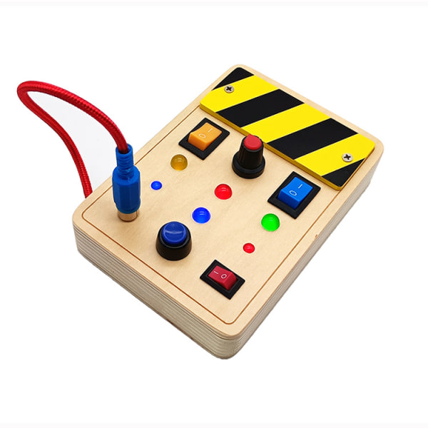 1 stycke trä Montessori busy board krets LED switch upptagen
