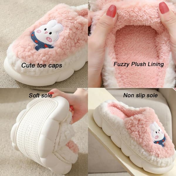Memory foam hjemmesko, søde dame hjemmesko, komfortable skridsikre hjemmesko, bløde og varme plys fluffy hjemmesko, plysforede hjemmesko