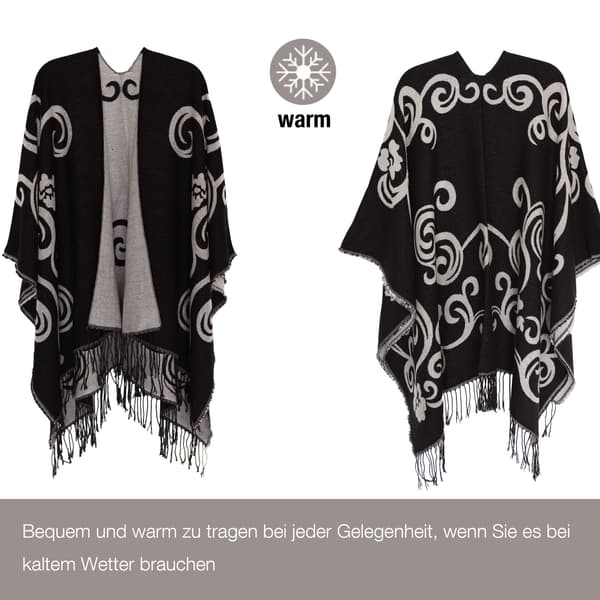 Poncho-sjal til kvinder, vintercardigan, overdimensioneret cape, elegant poncho til kvinder, kappe, varm gave til mor