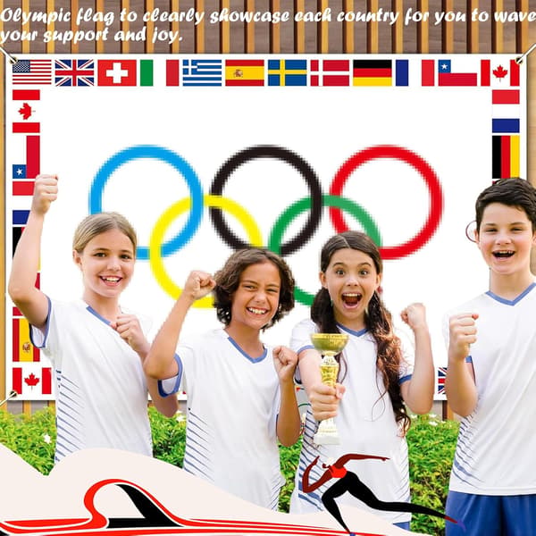 Olympic Flag, Olympic Decorations, 1 Pc Large Olympic Decoration Banner for 2024 Olympics Merchandise Rings Games (Olympic Flag)