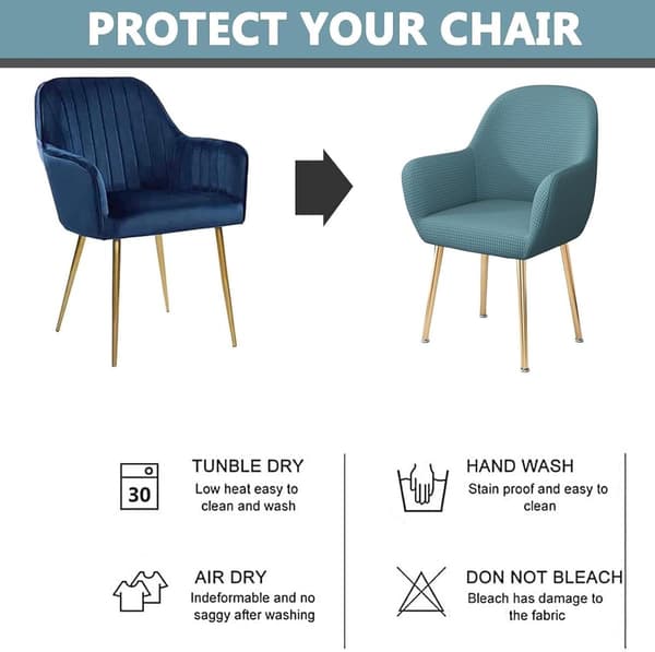 Dining Chair Cover with Armrests, Stretchy Polyester-Spandex Slipcover for Curved Back Chairs, Removable Washable Protector for Home Office Decor, Grey