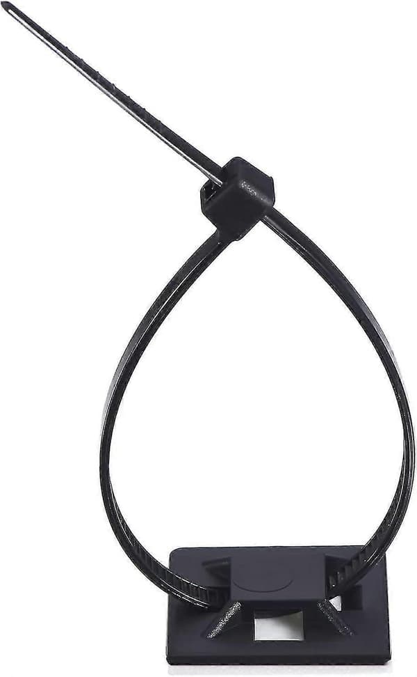 100-pak selvklæbende kabelbindere, selvklæbende monteringsbaser med universelle alsidige kabelbindere, sort (længde 150 mm, bredde 2 cm, db