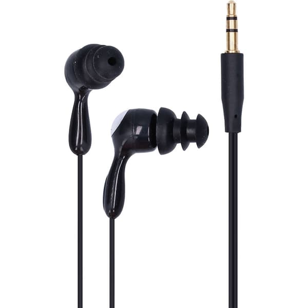 Vanntette in-ear-hodetelefoner, benledningshodetelefoner med utskiftbare ørepropper for svømming, løping, surfing (svart)