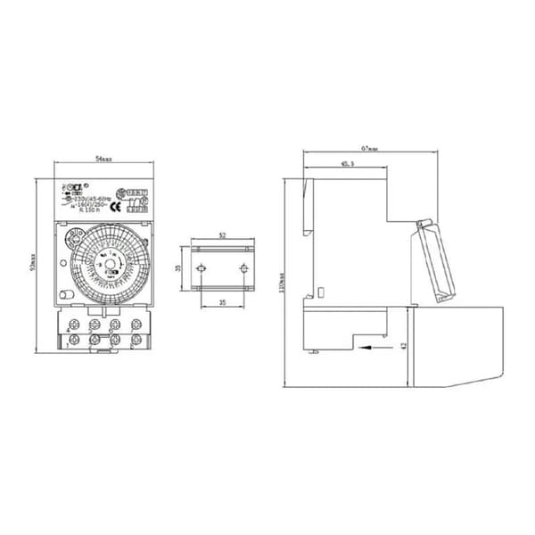Mechanical Timer SUL181H, 220V, 16A, Quartz Motor Drive, DIN Rail Mounting, 24 Hours, 8 Settings