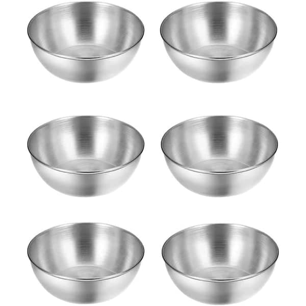 Rostfria såsskålar, kryddskålar, dippsåsskålar, serveringsskålar, sushi sojaskålar (silver) (6 st)
