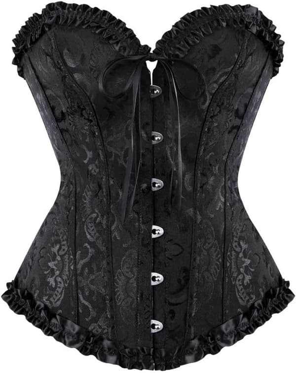 Gotisk damekorset med BH - Vintage Bustier i sort/rød - M
