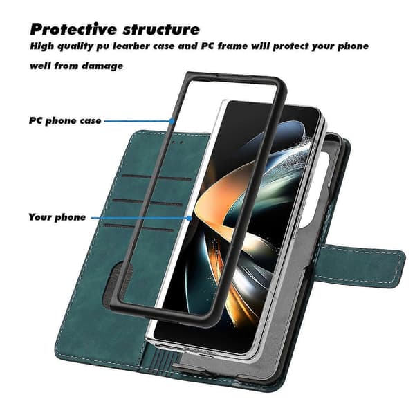 Plånboksfodral Kompatibelt med Samsung Galaxy Z Fold 4, PU-läder Matt Flipskydd med Kortfack