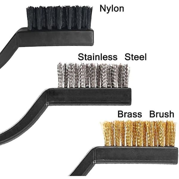 3 metalrensebørster i rustfrit stål, messing og nylon til rust, svejsning og slagger