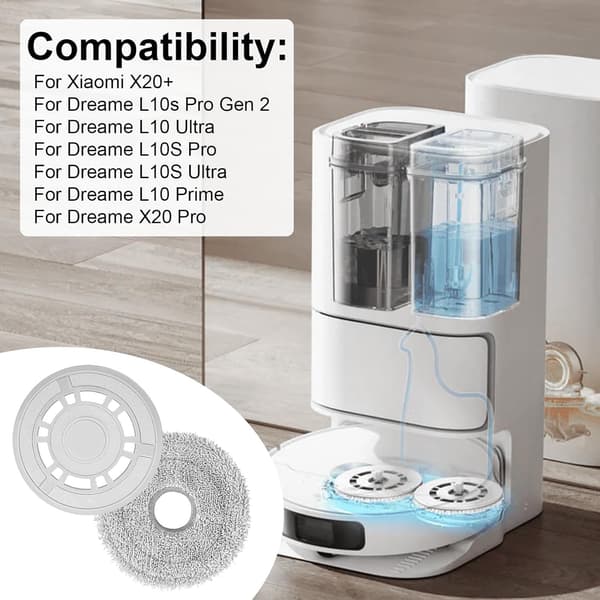 Mop Cloth and Bracket Replacement Set Compatible with Xiaomi X20+ & Dreame L10S Series Robot Vacuum Cleaners