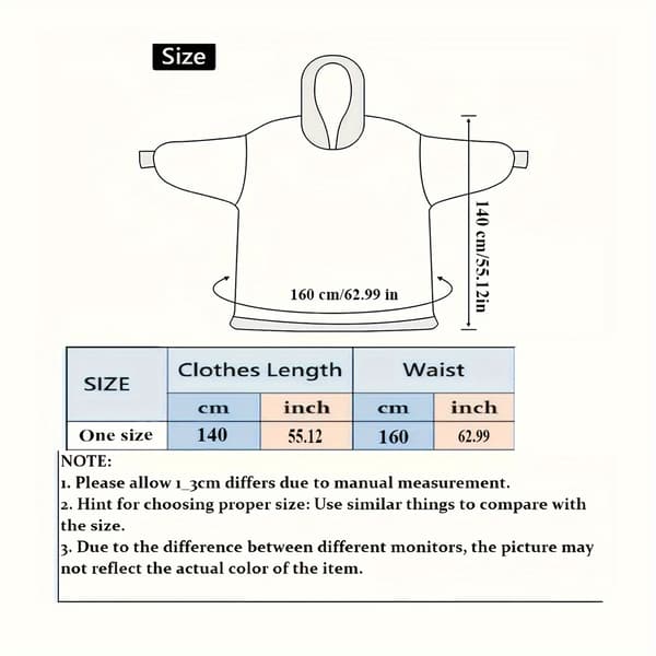 Ny Oversized RUGAN Dame Hettegenser Teppe med Frontlomme, Myk Varm Genser Teppe Unisex Tenåring Kaffefarge One-size