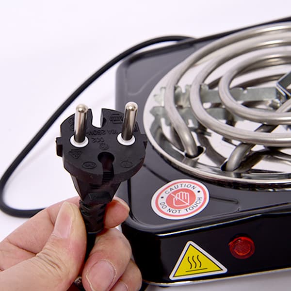 Elektrisk kogeplade - 1000 W - Sort Svart Black
