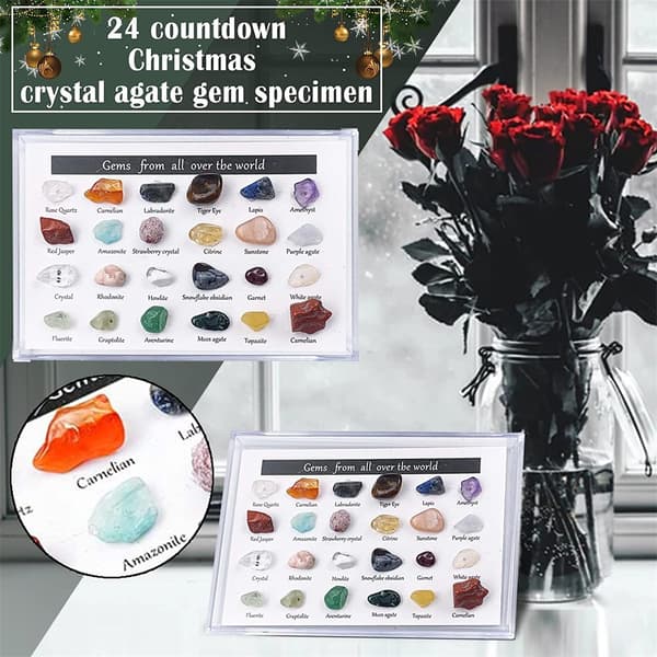 24 stk. Adventskalender Mineralsten Jule-nedtællingslegetøj Krystal Gem-samlinger Gaver til Børn Boks Box