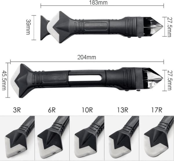 3-in-1 Sealant Remover with Stainless Steel Scraper and Smoothing Rubber - Multi-tool for Joints