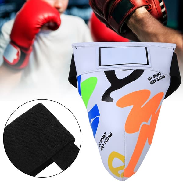 BN FIGHT Graffiti Barn Jockstrap Ljumsk Skydd Utrustning för Boxning Sanda Taekwondo Träning vit