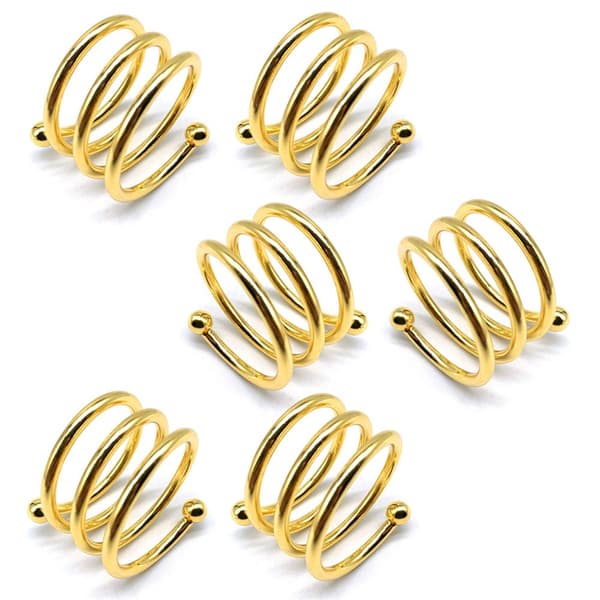 6 stk. tykke servietringe, servietholderringe, servietspænder, servietringe, servietspænder til bryllup, middag, fest, guld