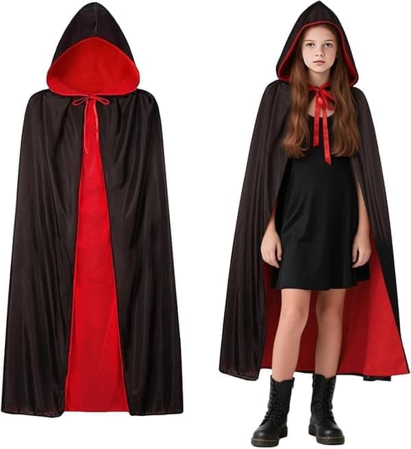 Halloween Kostume – Vendbar Vampyrkappe med Hætte til Børn, Perfekt til Udklædning & Fest