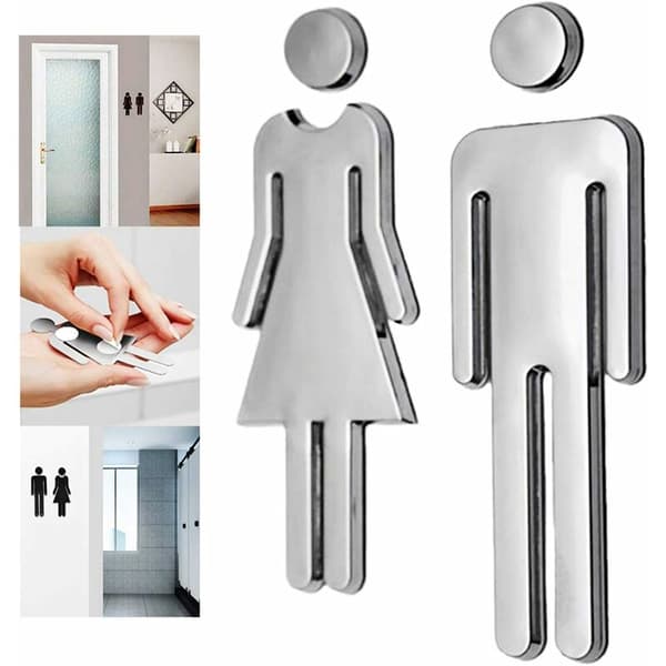 2 sarjaa wc-kylttejä, itseliimautuvat wc-kyltit, wc-tarrat, wc-kyltit naisille ja miehille