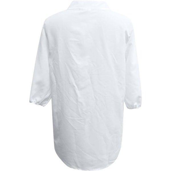 2024 Summer Fashion 3/6-ärmad vit skjorta Semester Löstflytande skjorta -L