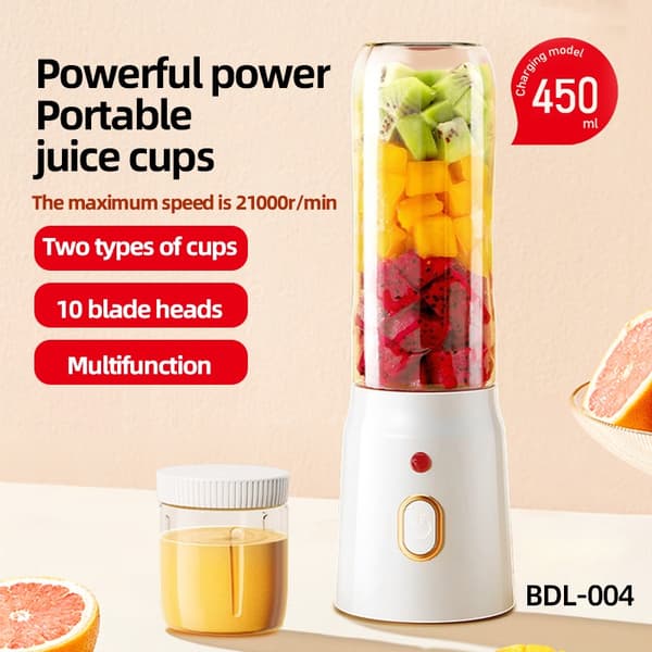 Bærbar Genopladelig Juiceblender - 450ml Kapacitet, Perfekt til Smoothies på farten