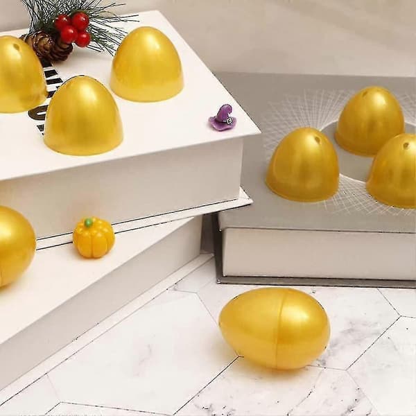 Refillable Easter Eggs 24 pcs Golden Empty Easter Eggs for Easter Basket Stuffing Egg Hunt Filling Classroom Prize Party Supplies (FMY)