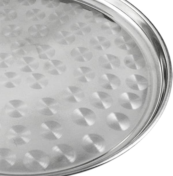 (2 stk. - 33 cm) 2x professionel serveringsbakke i rustfrit stål, Ø 33 cm - stålbakke til restauranter og barer