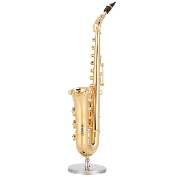 Saxofonpynt Miniaturedekoration Minimusikinstrument Model Gavehåndværk 19cm