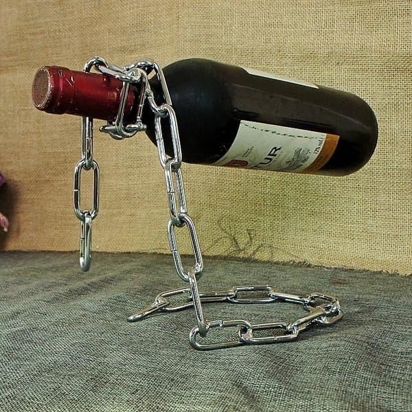 Modern Creative Metallic Magic Chain Wine Bottle Holder Decorative